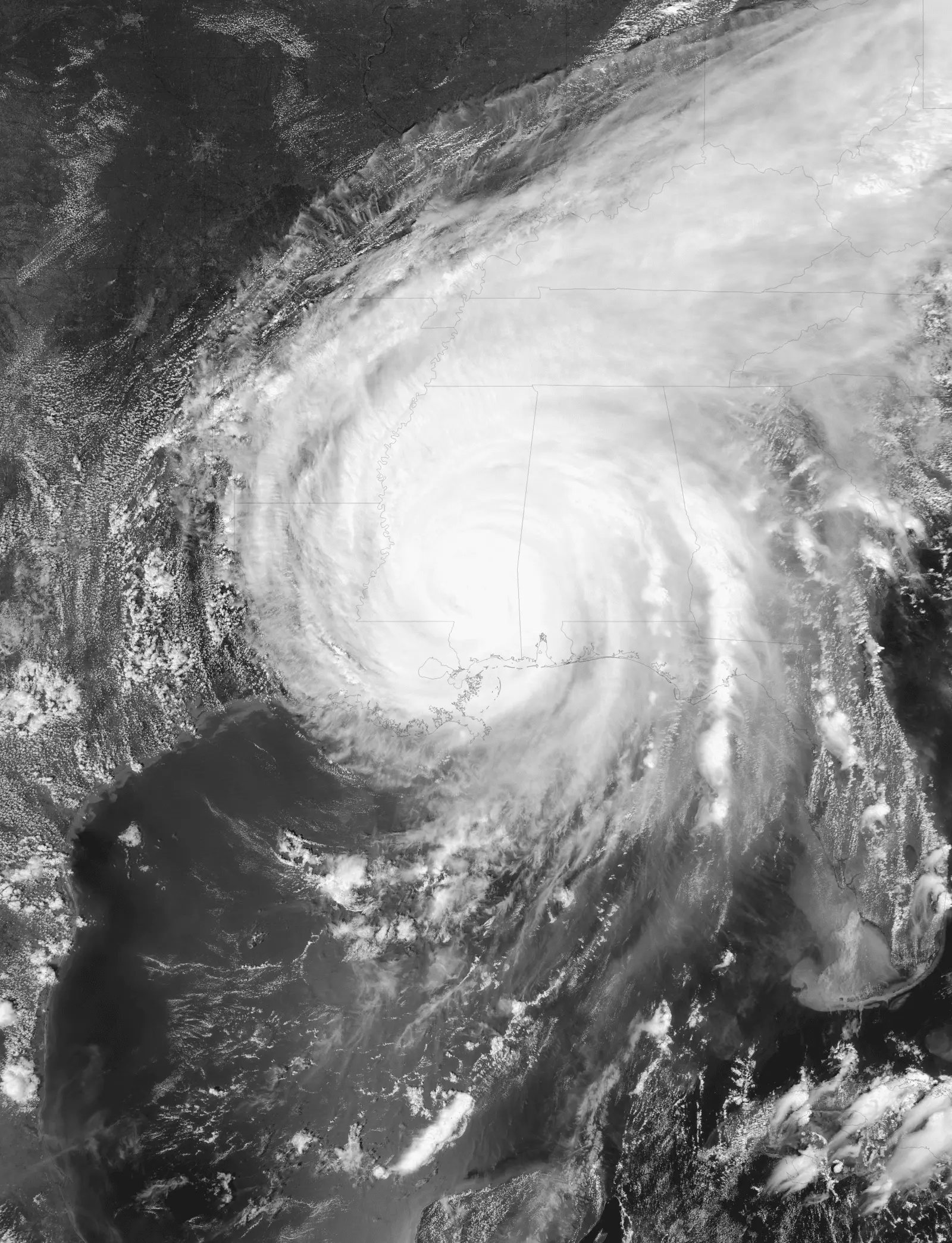 L’ouragan Katrina, 2005, image satellite : NASA Earth Observatory, https://earthobservatory.nasa.gov