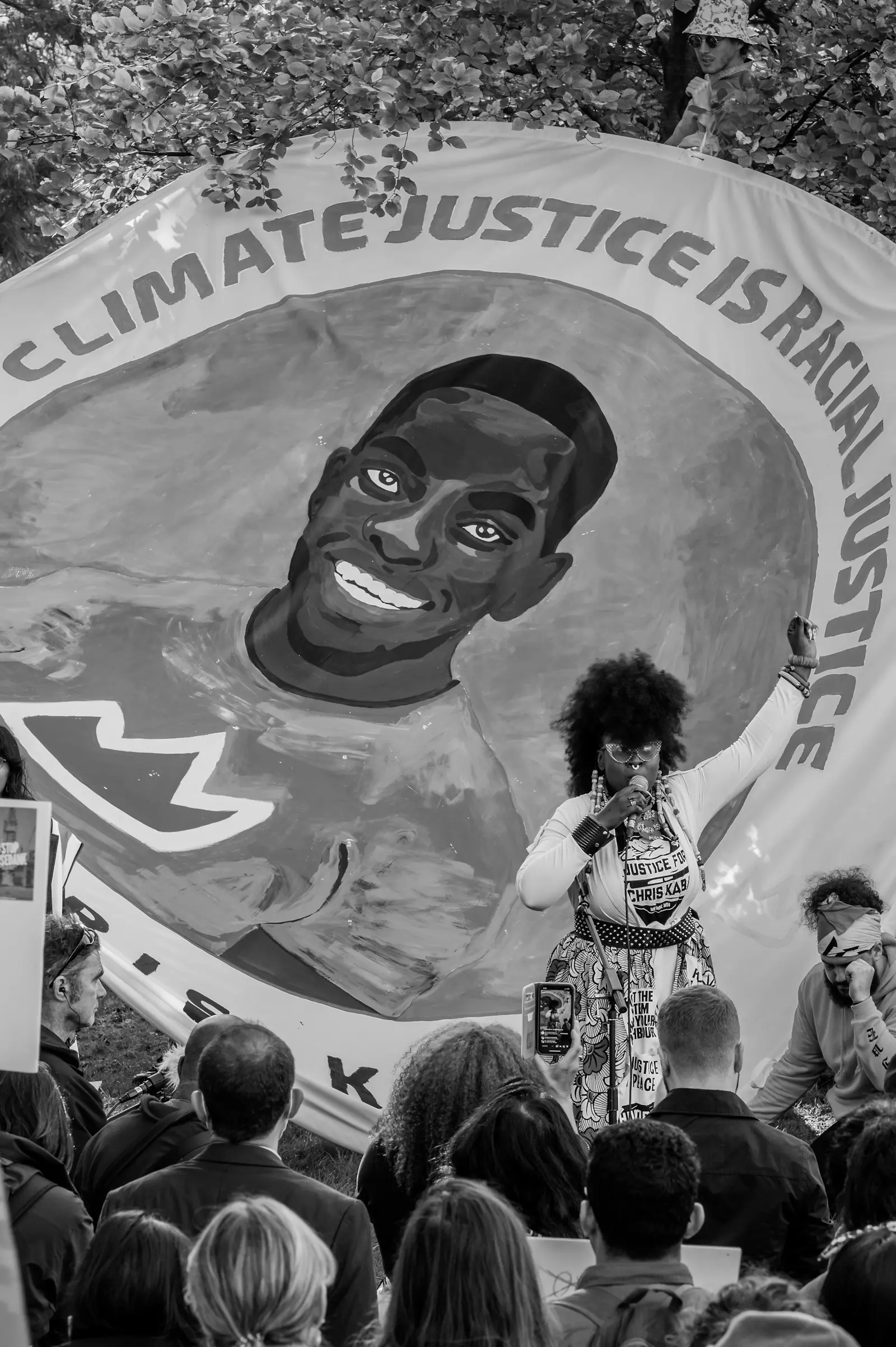 Climate Reparations Network lors de la manifestation « cette crise exige une action », Édimbourg, Écosse, novembre 2022. Photo reproduite avec l’autorisation de Climate Reparations Network, © Guy Bell.